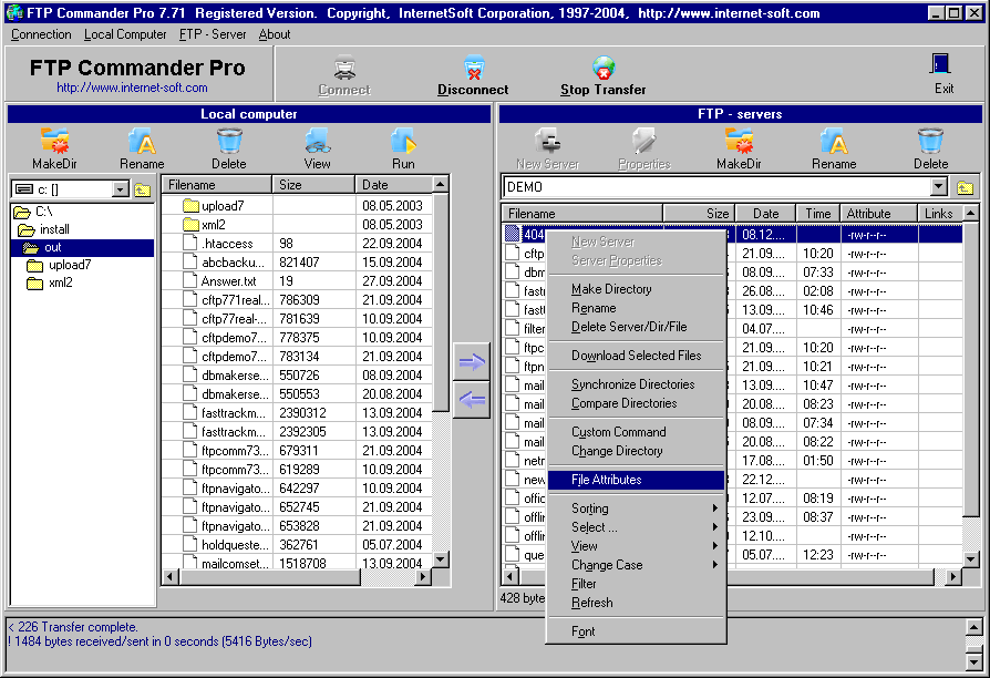 FTP Commander Pro screen shot