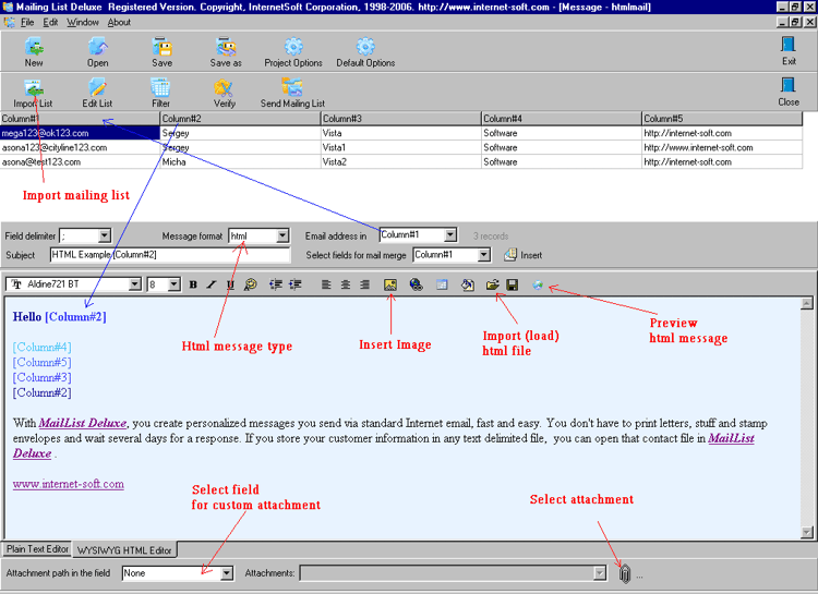 Screenshot vom Programm: Mailing List Deluxe